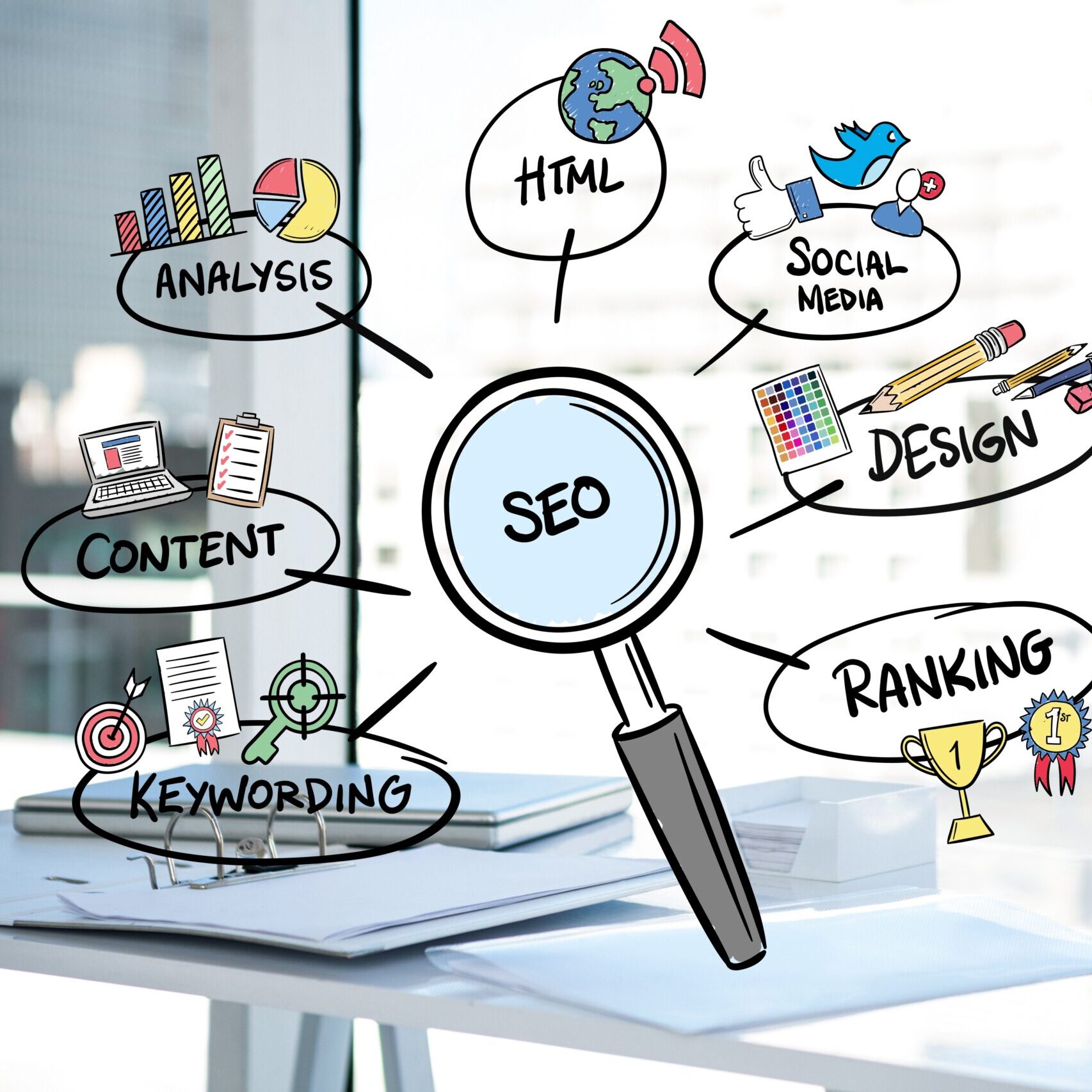 Mastering SEO In 2024 Ultimate Guide 25 Yrs Expertise   Magnifying Glass With Seo Concepts Scaled E1699881767381 